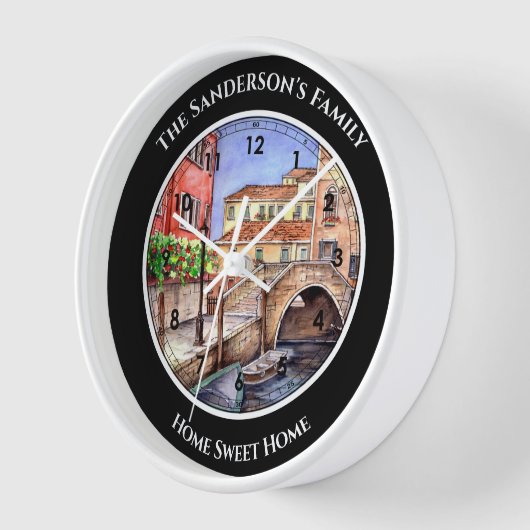 ヴェネツィアイタリアのペンとウォッシュウォーター絵画の色 壁時計 (傾斜)