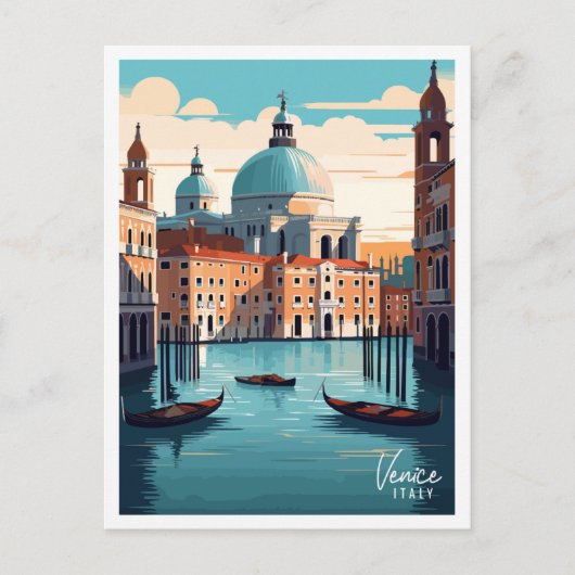 ヴェネツィアイタリアのヴィンテージ旅行イラストレーション ポストカード (正面)
