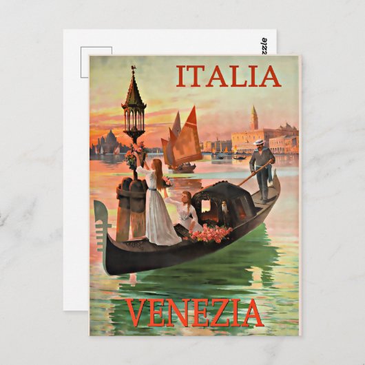 ヴェネツィアイタリアのヴィンテージ旅行ポスター ポストカード (正面/裏面)