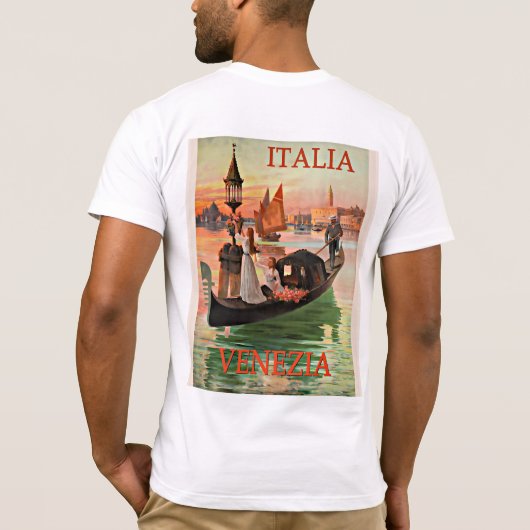 ヴェネツィアイタリアのヴィンテージ旅行ポスター Tシャツ (裏面)