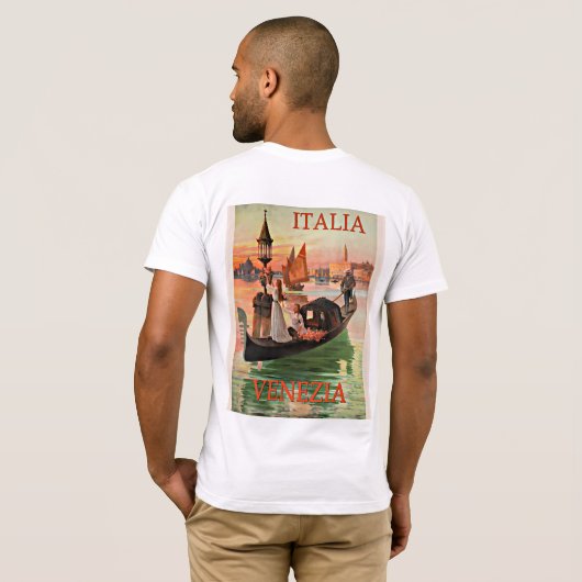 ヴェネツィアイタリアのヴィンテージ旅行ポスター Tシャツ (裏面フル)