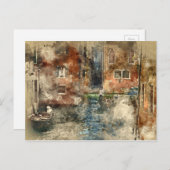 ヴェネツィアイタリアの運河の水彩 ポストカード (正面/裏面)