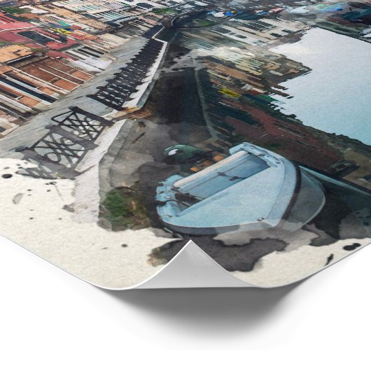 ヴェネツィアイタリアウォーターカラーアート ポスター (角)