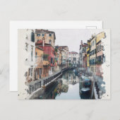 ヴェネツィアイタリアウォーターカラーアート ポストカード (正面/裏面)