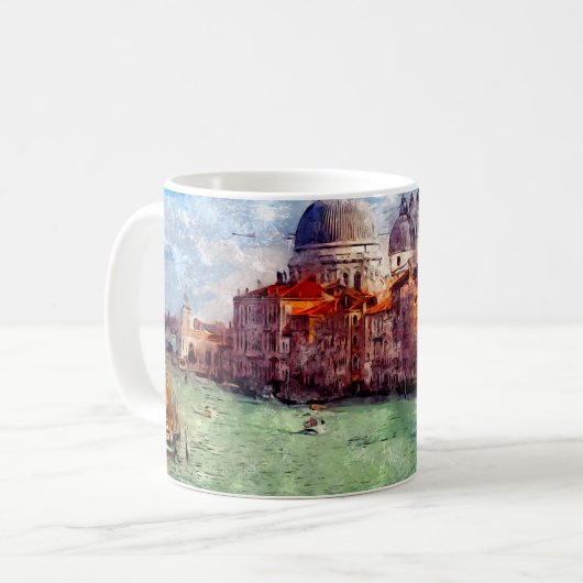 ヴェネツィアイタリアウォーターカラートラベルアートヴィンテージスタイル コーヒーマグカップ (正面左)