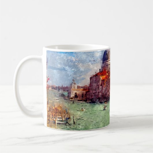 ヴェネツィアイタリアウォーターカラートラベルアートヴィンテージスタイル コーヒーマグカップ (左)