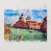 ヴェネツィアイタリアウォーターカラートラベルアート シーズンポストカード (正面)