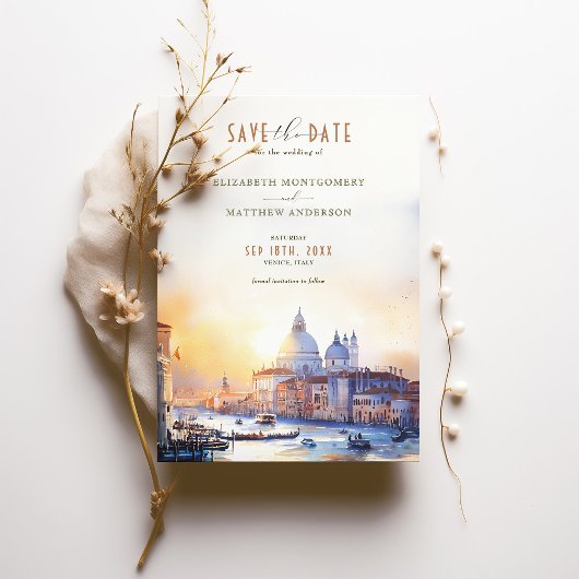 ヴェネツィアイタリアウォーターフロント日付を保存 招待状