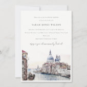 ヴェネツィアイタリアカナルズウォーターカラーブライダルシャワー 招待状 (正面)