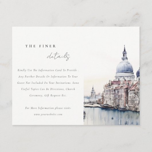 ヴェネツィアイタリアカナルズウォーター結婚カラーの詳細 エンクロージャーカード (正面)