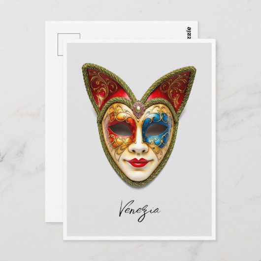 ヴェネツィアイタリアカーニバルガトマスカレードマスク ポストカード (正面/裏面)