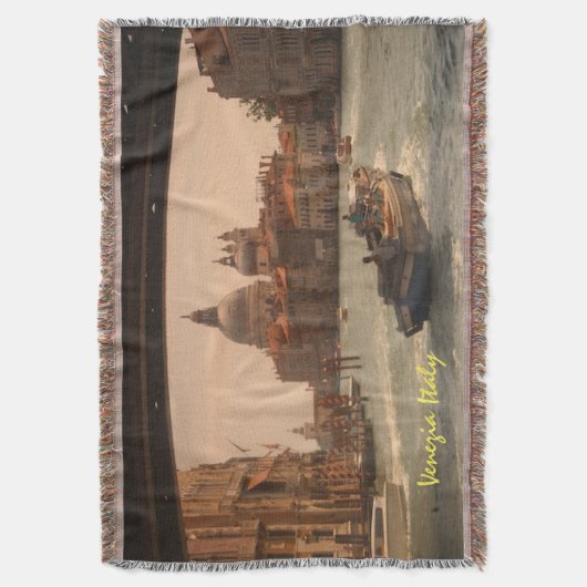 ヴェネツィアイタリアグランドカナルヴィンテージ スローブランケット (正面縦)