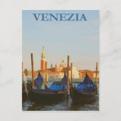 ヴェネツィアイタリアゴンドラレトロヴィンテージ旅行ポスター ポストカード (正面)