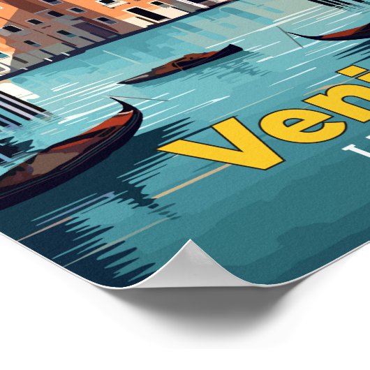 ヴェネツィアイタリアトラベルアートヴィンテージイラストレーション ポスター (角)