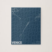 ヴェネツィアイタリアミニマリストシティマップラインアートinブルー ジグソーパズル (縦)