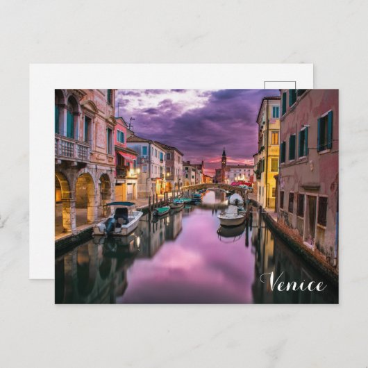 ヴェネツィアイタリアン運河アットサンセット写真 ポストカード (正面/裏面)