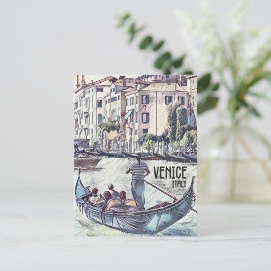 ヴェネツィアイタリアヴィンテージスタイルワールドトラベル ポストカード (スタンド正面)