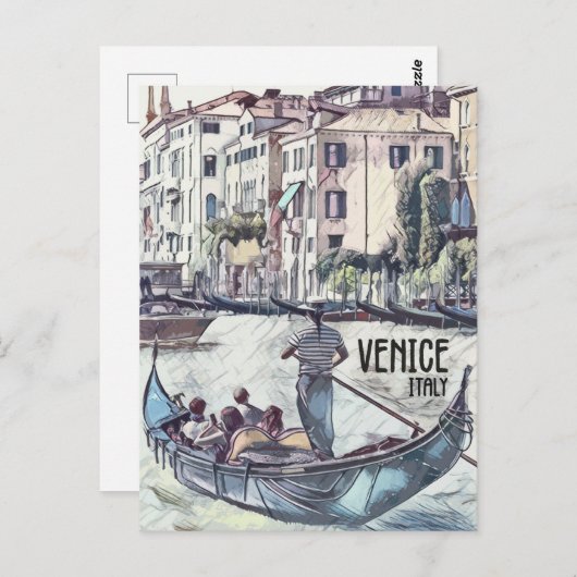 ヴェネツィアイタリアヴィンテージスタイルワールドトラベル ポストカード (正面/裏面)