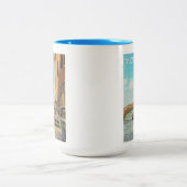 ヴェネツィアイタリアヴィンテージ旅行ポスター ツートーンマグカップ (中央)