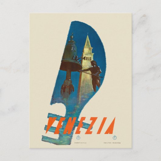 ヴェネツィアイタリアヴェネツィアトラベルポスター1930 ポストカード (正面)