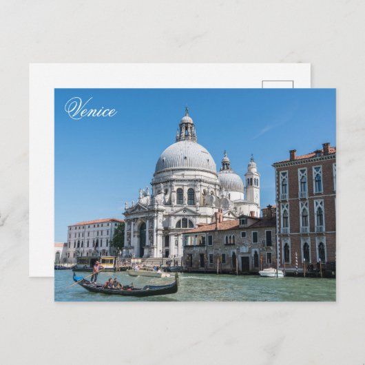 ヴェネツィアイタリア教会ゴンドラ旅行写真 ポストカード (正面/裏面)