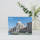 ヴェネツィアイタリア教会ゴンドラ旅行写真 ポストカード (スタンド正面)
