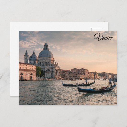 ヴェネツィアイタリア教会ゴンドラ旅行写真 ポストカード (正面/裏面)