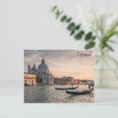 ヴェネツィアイタリア教会ゴンドラ旅行写真 ポストカード (スタンド正面)
