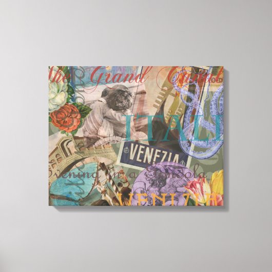 ヴェネツィアイタリア旅行ヴィンテージアカラフルート キャンバスプリント (正面)