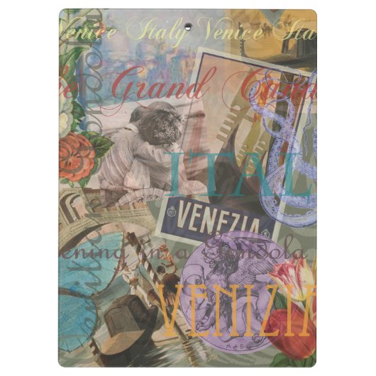 ヴェネツィアイタリア旅行ヴィンテージアカラフルート クリップボード (裏面)