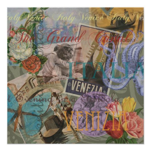 ヴェネツィアイタリア旅行ヴィンテージアカラフルート ポスター (正面)