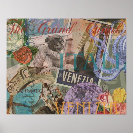 ヴェネツィアイタリア旅行ヴィンテージアカラフルート ポスター (正面)