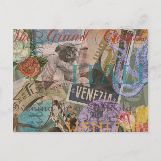 ヴェネツィアイタリア旅行ヴィンテージアカラフルート ポストカード (正面)