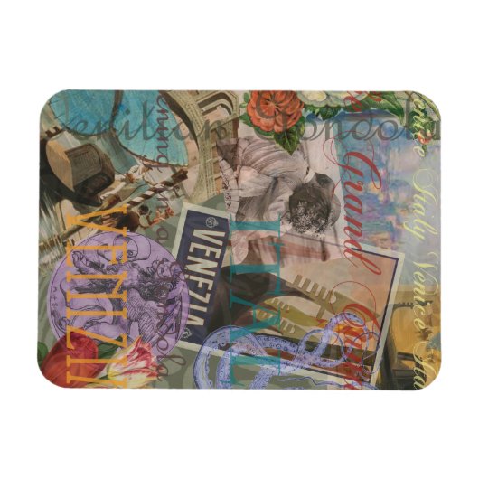 ヴェネツィアイタリア旅行ヴィンテージアカラフルート マグネット (横)