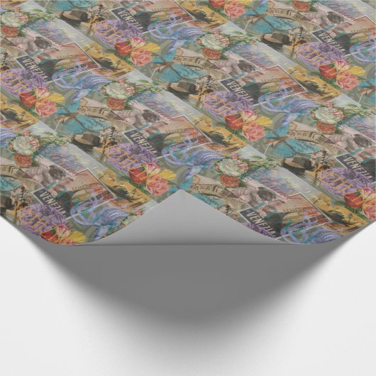 ヴェネツィアイタリア旅行ヴィンテージアカラフルート ラッピングペーパー (角)