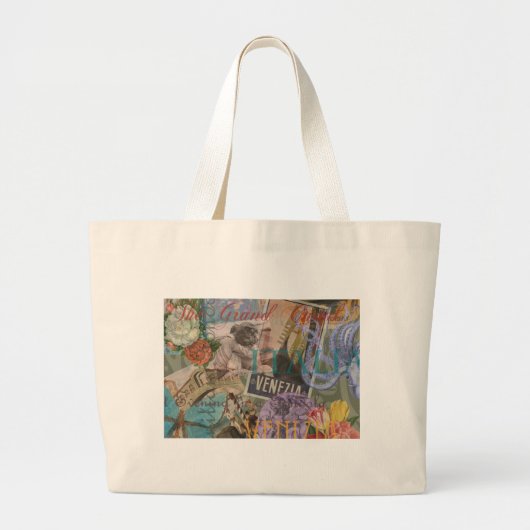 ヴェネツィアイタリア旅行ヴィンテージアカラフルート ラージトートバッグ (正面)