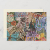 ヴェネツィアイタリア旅行ヴィンテージアカラフルート 招待状 (正面/裏面)