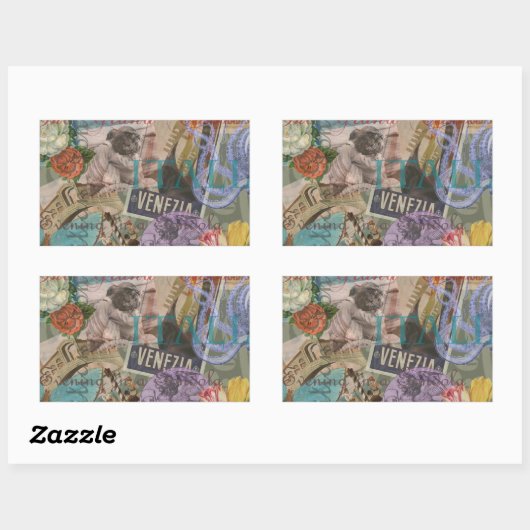 ヴェネツィアイタリア旅行ヴィンテージアカラフルート 長方形シール (シート)