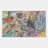 ヴェネツィアイタリア旅行ヴィンテージアカラフルート 長方形シール (正面)