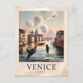 ヴェネツィアイタリア旅行ヴィンテージウォーターカラーグランドカナル ポストカード (正面)