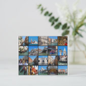 ヴェネツィアイタリア旅行写真コラージュ ポストカード (スタンド正面)