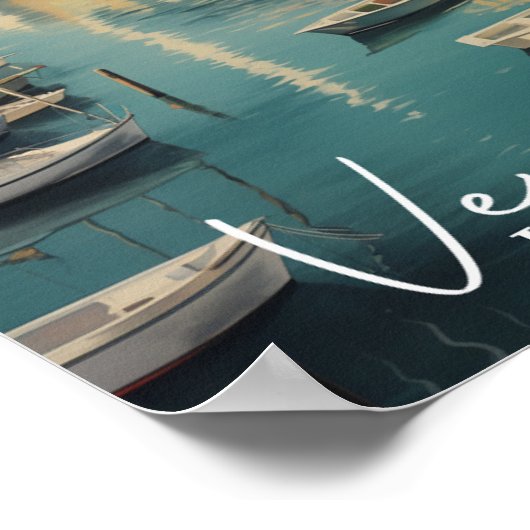 ヴェネツィアイタリア有名ヴィンテージトラベルプレイス ポスター (角)