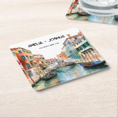 ヴェネツィアイタリア水の色の結婚スカイライン スクエアペーパーコースター (アングル)