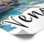 ヴェネツィアイタリア水絵を描色の旅行 ポスター (角)