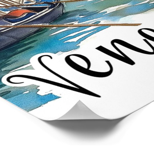 ヴェネツィアイタリア水絵を描色の旅行 ポスター (角)