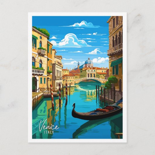 ヴェネツィアイタリア美術ヴィンテージ旅行イラストレーション ポストカード (正面)