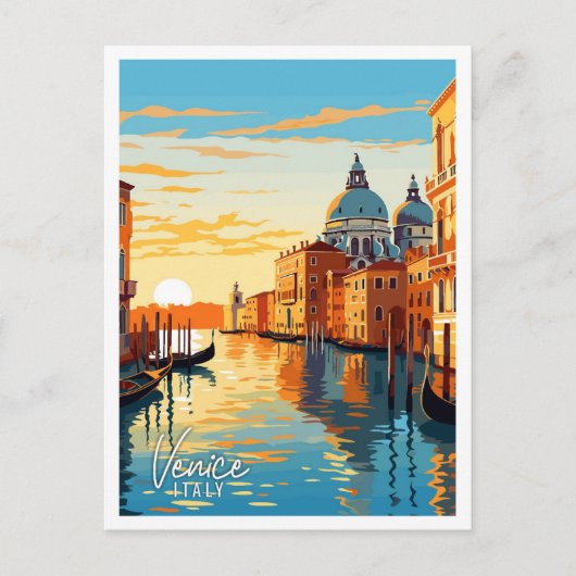 ヴェネツィアイタリア美術ヴィンテージ旅行イラストレーション ポストカード (正面)