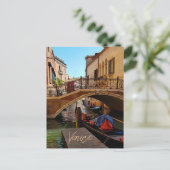 ヴェネツィアイタリア運河ブリッジボートトラベル ポストカード (スタンド正面)