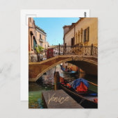ヴェネツィアイタリア運河ブリッジボートトラベル ポストカード (正面/裏面)