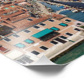 ヴェネツィアイタリア、運河、橋、ボート フォトプリント (角)